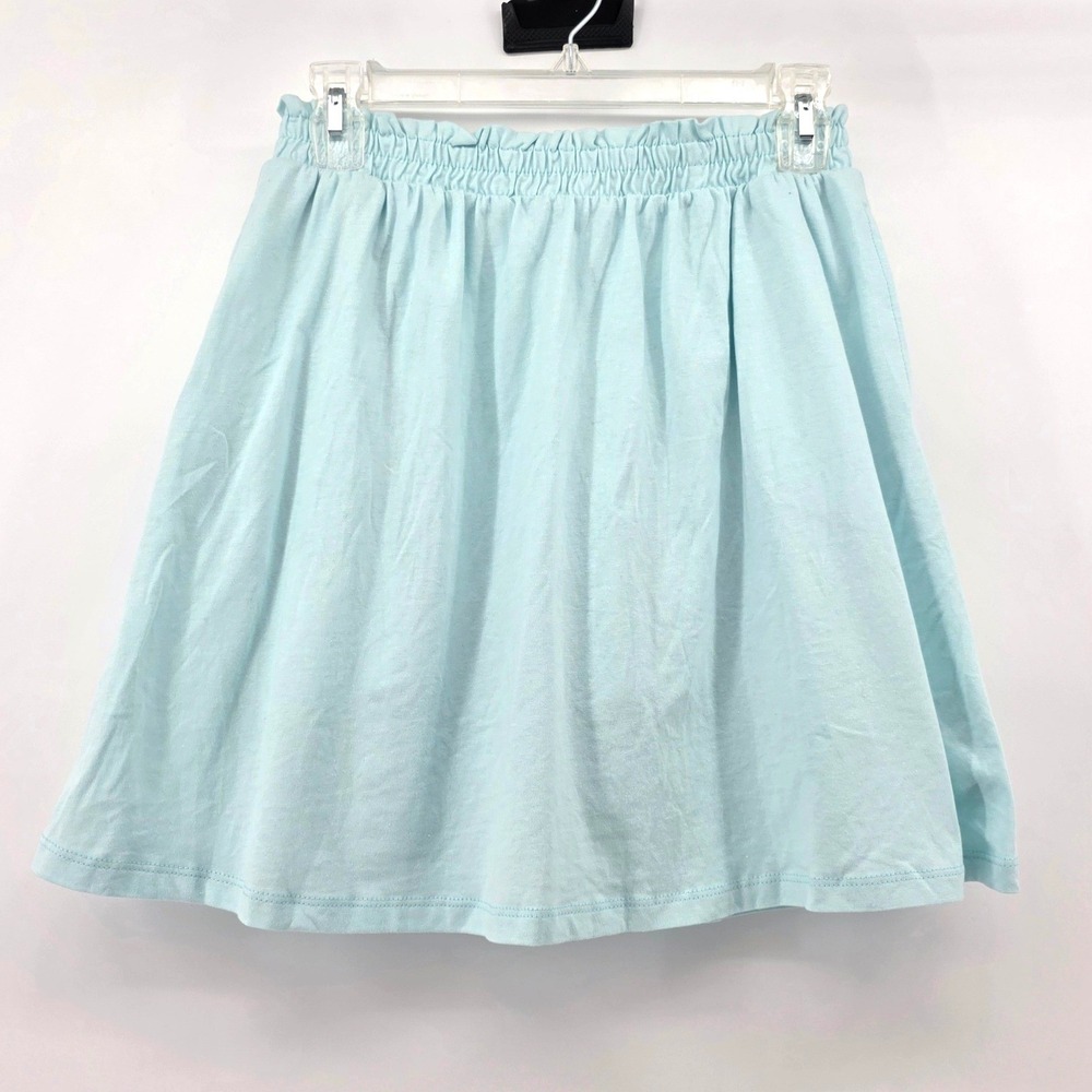Lands End Light Blue Cotton Knit Skort Elastic Waist XL 14-16 Casual A-Line